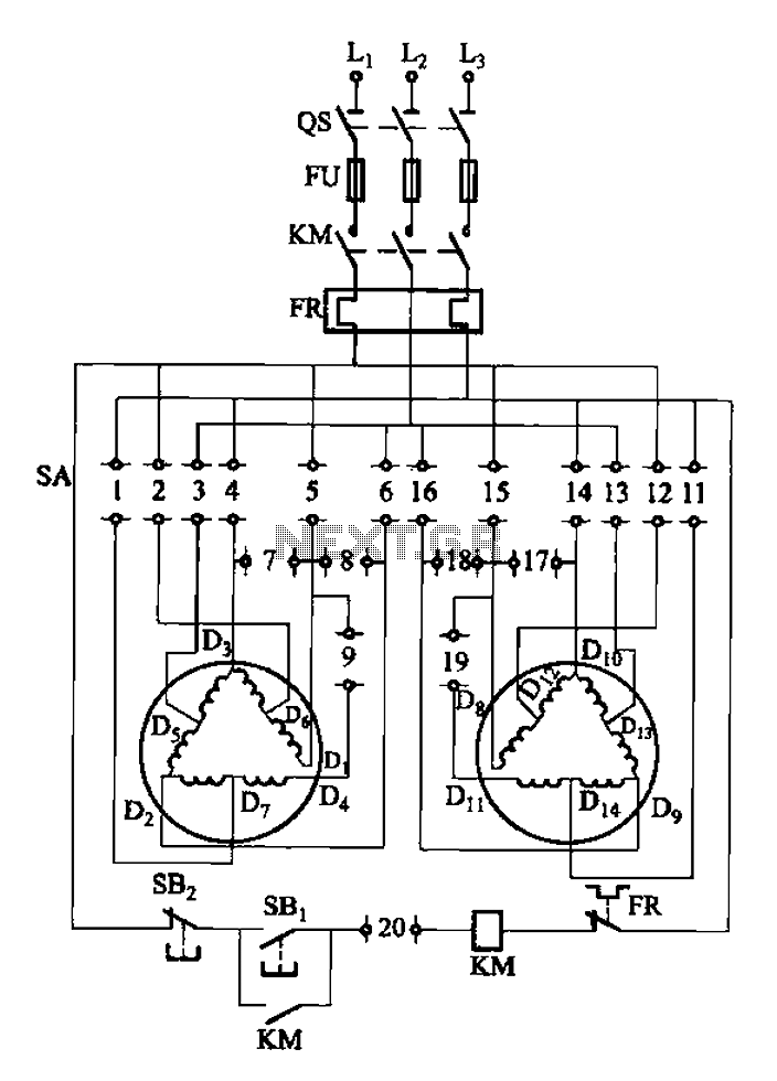 2Y-Y-2 - connection four-speed motor switch control circuit