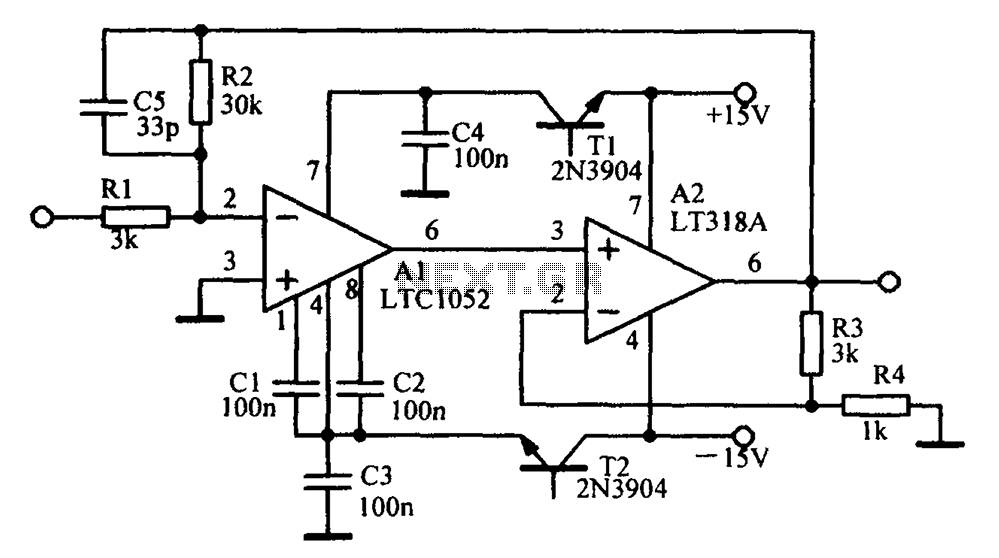 A circuit diagram of an amplifier circuit to enhance the output current and voltage circuit