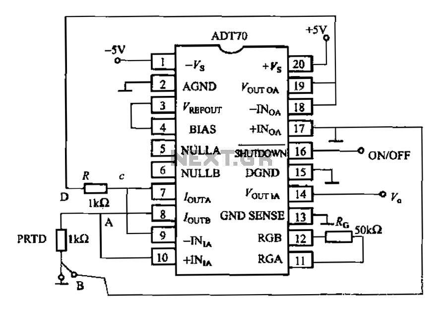 ADT70 platinum resistance temperature measurement circuit