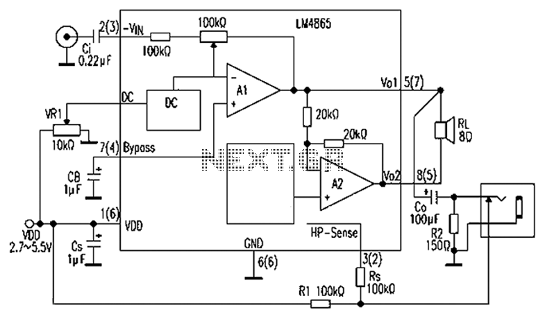 Bridged amplifier circuit diagram of LM4065 circuit