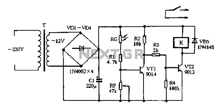 Light control relay control lamp circuit