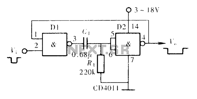 Monostable flip-flop circuit consisting of door circuit
