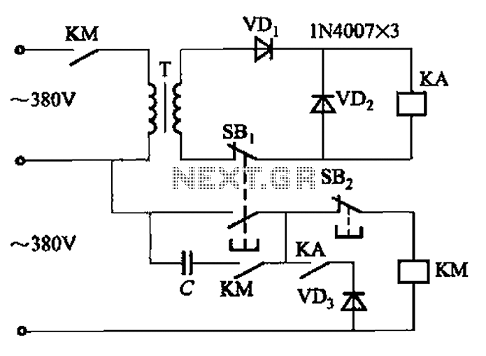 Transformer AC contactor DC operation circuit b circuit