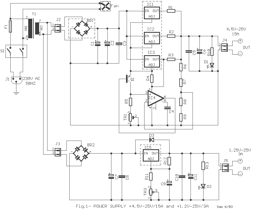 Power supply 20V15A and 12V3A circuit