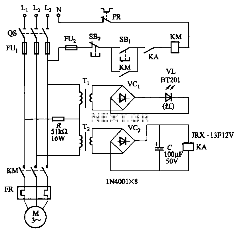 Allowing only one-way operation of the motor-controlled circuit 2 circuit