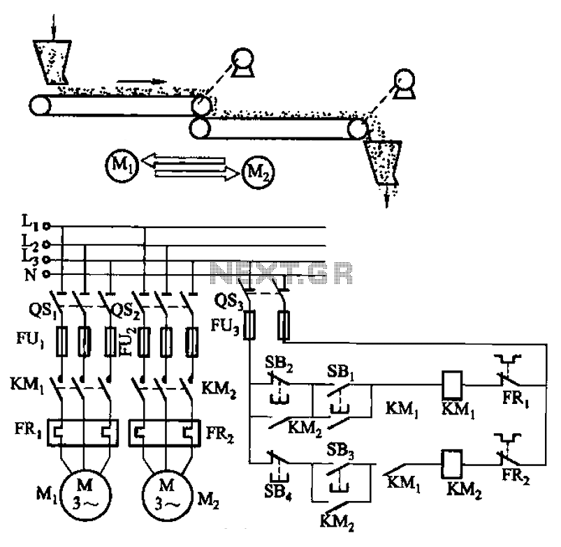 Belt conveyor interlock motor operation sequence control circuit