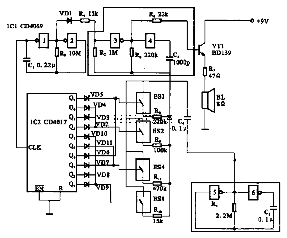 Birds singing analog signal generator circuit