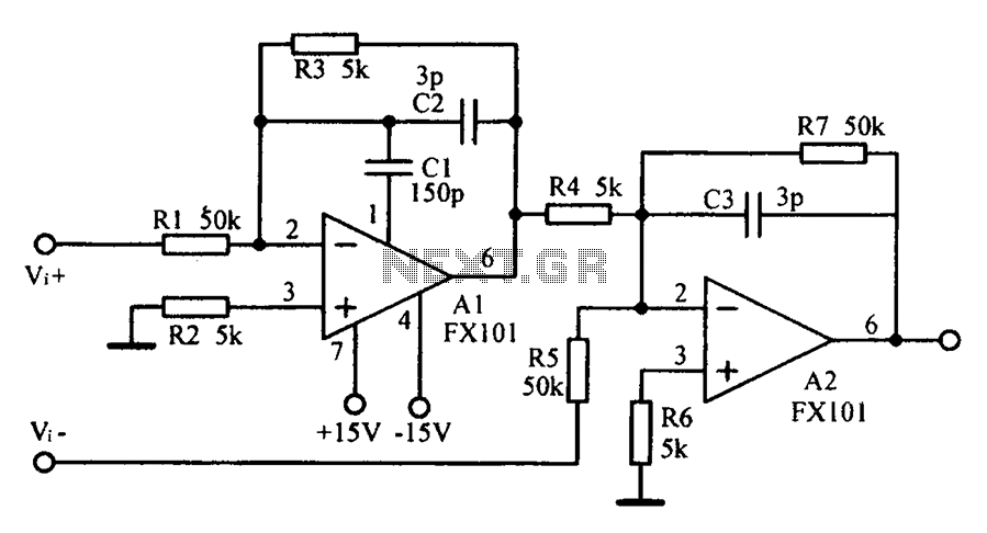 Common mode input voltage of the differential amplifier circuit diagram up l00V circuit