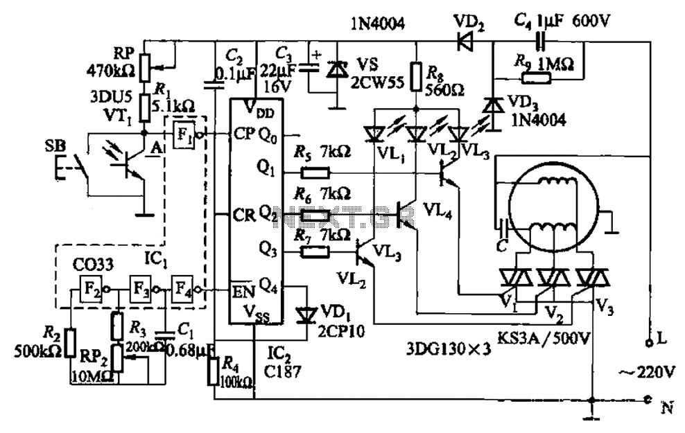 Fans can light three-gear speed control circuit