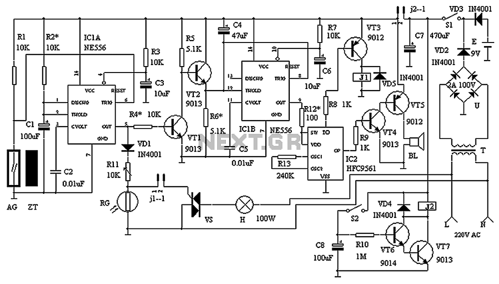 Practical gated burglar alarm circuit diagram circuit