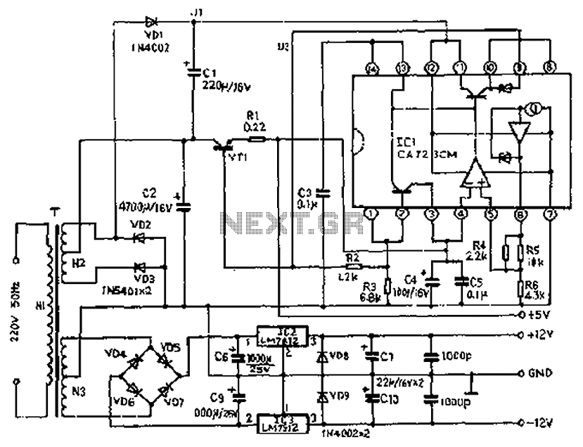 Precision tandem type power supply circuit diagram circuit