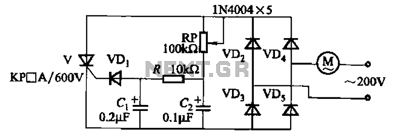 Single-phase motor stepless thyristor circuit 2 circuit