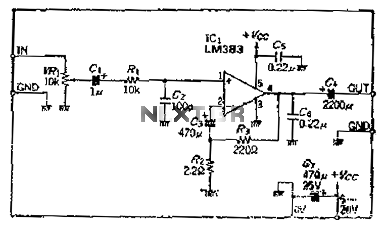 The use of monolithic power IC 6 to W audio power amplifier circuit