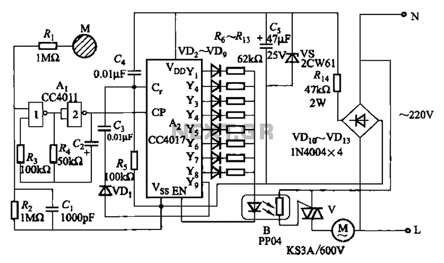 Touch fan speed control circuit eight stalls circuit