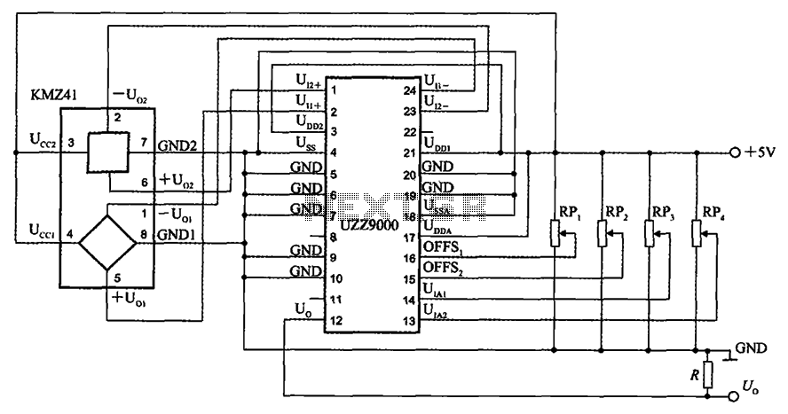 Voltage output type angle detection circuit signal conditioner UZZ9000 magnetoresistive sensor KMZ41 circuit