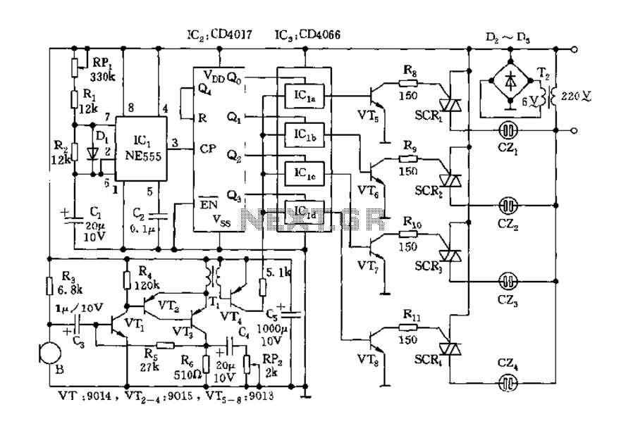 555 Music lantern controller circuit diagram circuit