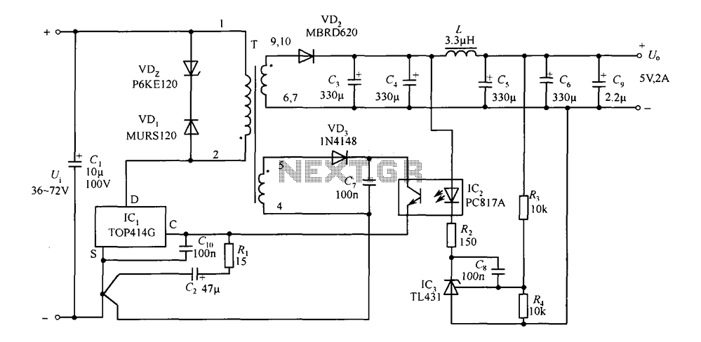 5V TOP414G 2A isolated switching power supply