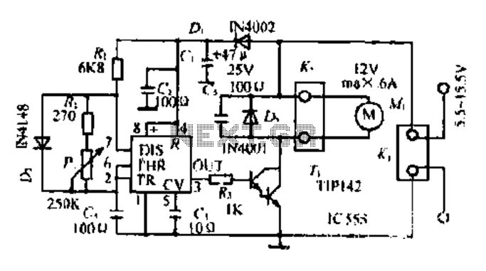 A DC motor PWM speed control circuit