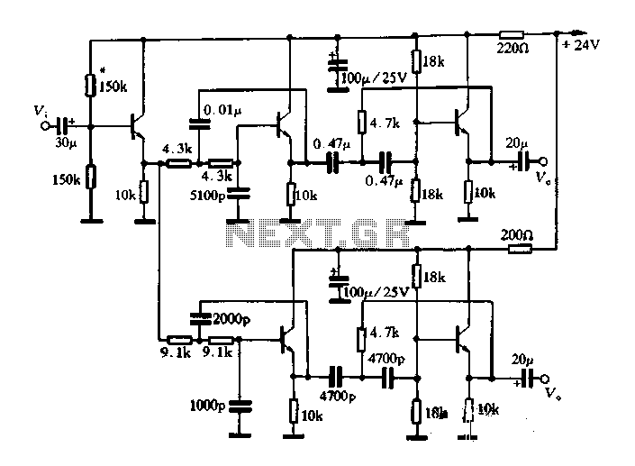 A circuit diagram of the filter by the transistor circuit
