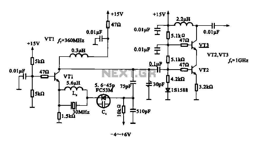 A variable frequency oscillating circuit transistor circuit