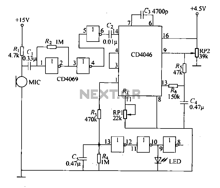 Audio remote control switch schematic circuit