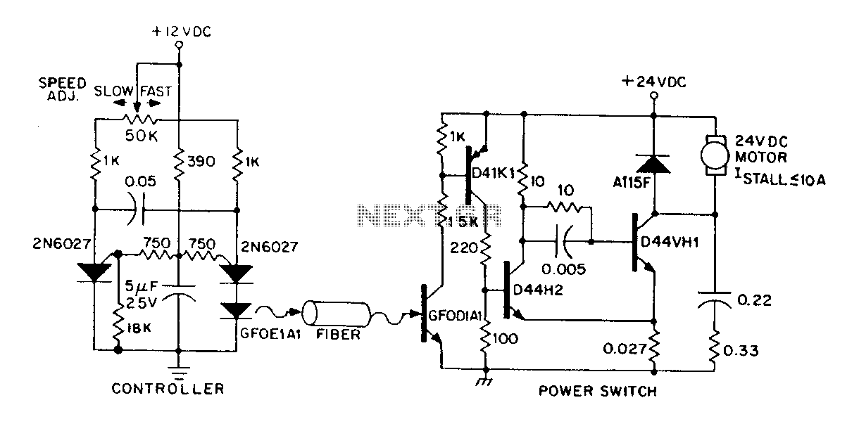 By DC variable speed motor control circuit diagram of an optical fiber circuit