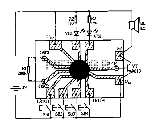 Constantly changing light and sound analog controller circuit 04 circuit