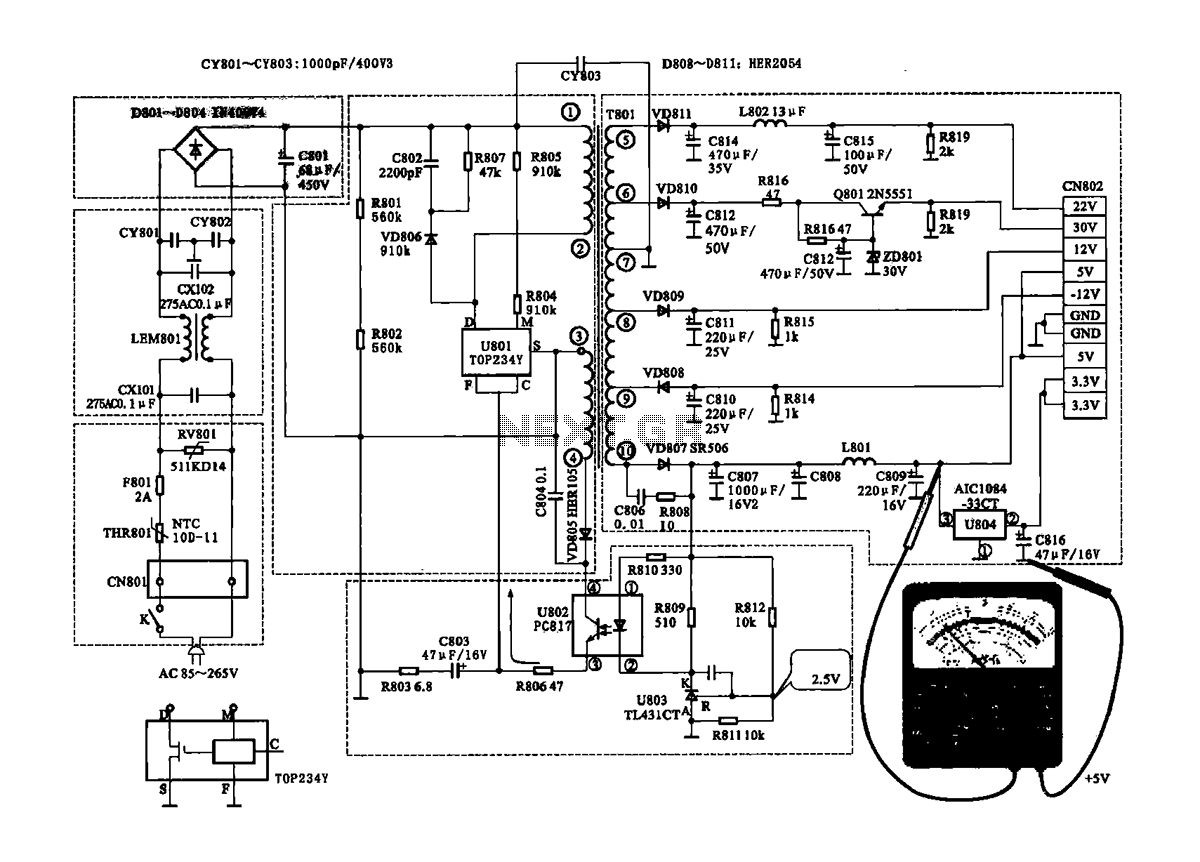Coship CDVB3188V receiver switching power supply circuit