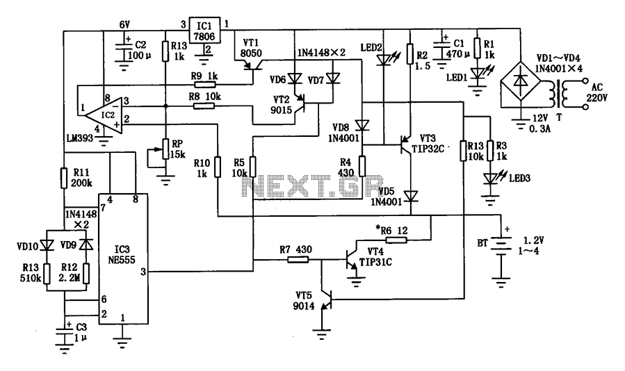Cost-effective nickel-cadmium battery charger LM393 circuit