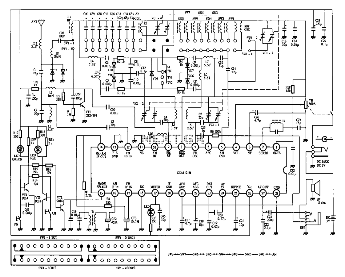 Desheng 1012 12-band television sound radio circuit diagram circuit