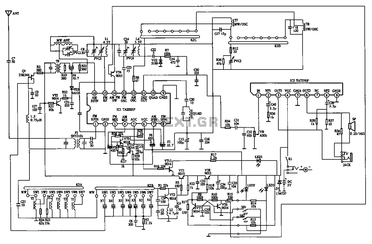 Desheng 89701 type radio small shortwave Wang schematic circuit
