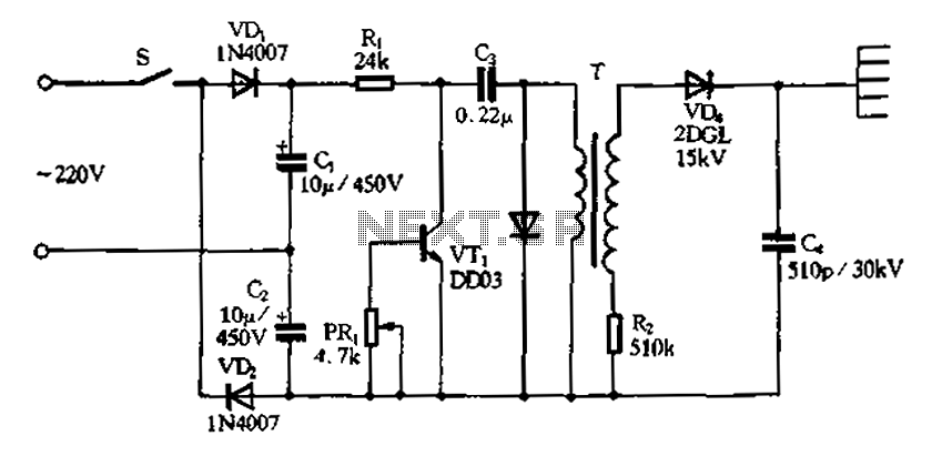 Doubling rectifier circuit in negative ion generator application circuit