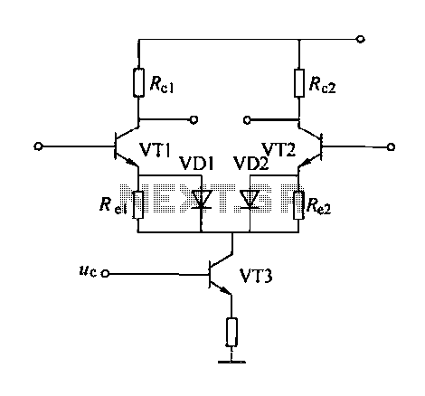 Emitter negative feedback differential amplifier gain control circuit