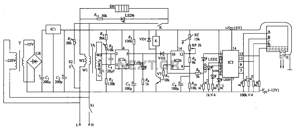 Household appliances electric water heater temperature regulating circuit circuit
