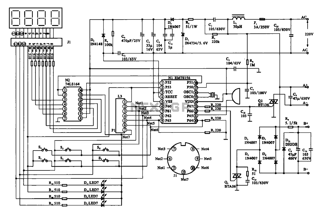 Massage digital display circuit