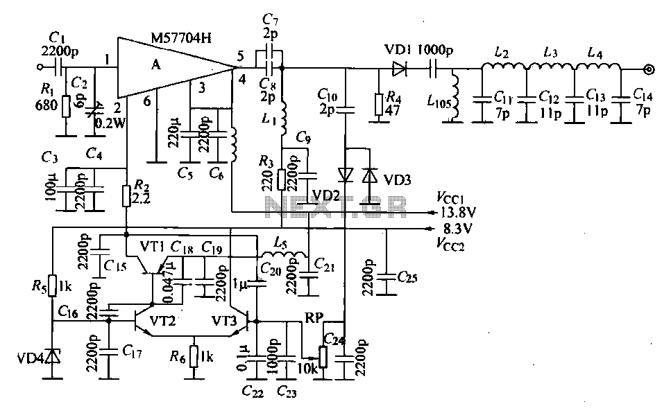 TW-42 FM radio transmitter high-frequency amplifier circuit section circuit