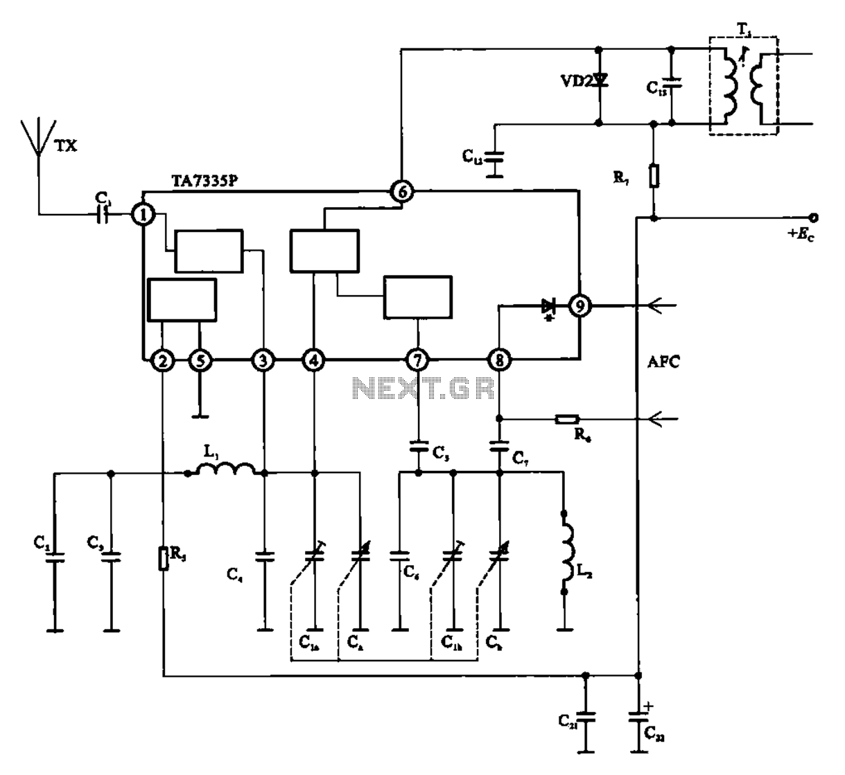 Tuning circuit composed by the TA7335P circuit
