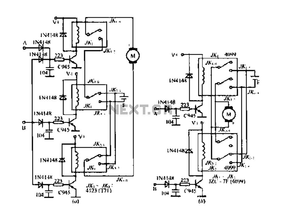 Two models of DC motor reversing control circuit