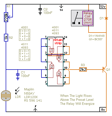 Light Controlled Relays circuit