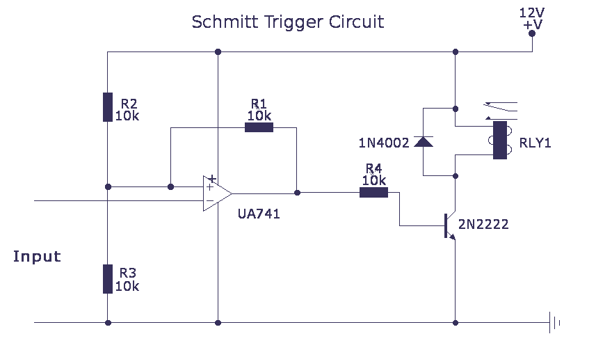 Schmitt trigger with LM741 op-amp circuit