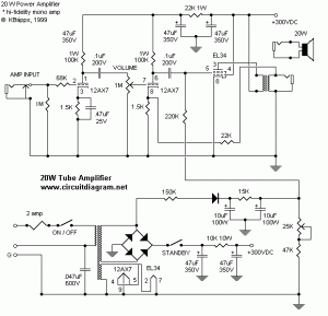 20W Power Tube Amplifier with EL34 circuit