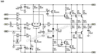 300 watt subwoofer power amplifier – Circuit Schematic