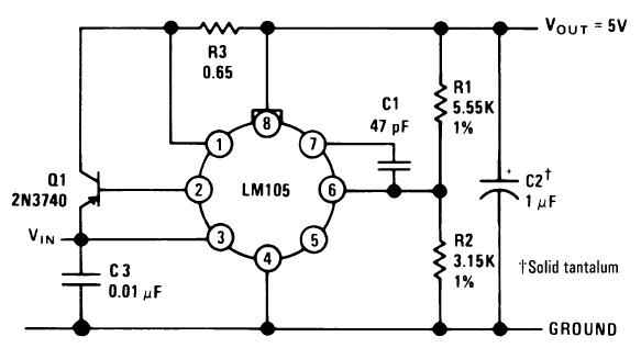5v regulator circuit using lm105 circuit