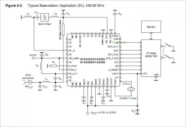 ATA5423 ATA5423 UHF Transceiver For ASK And FSK Systems 315 MHz – Circuit Schematic