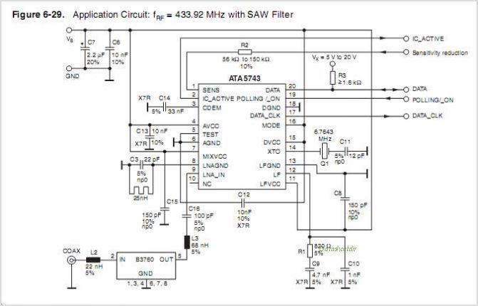 ATA5743 ATA5743 UHF ASK/FSK Receiver – Circuit Schematic