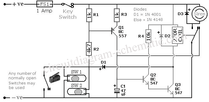 motorcycle alarm series – Circuit Schematic
