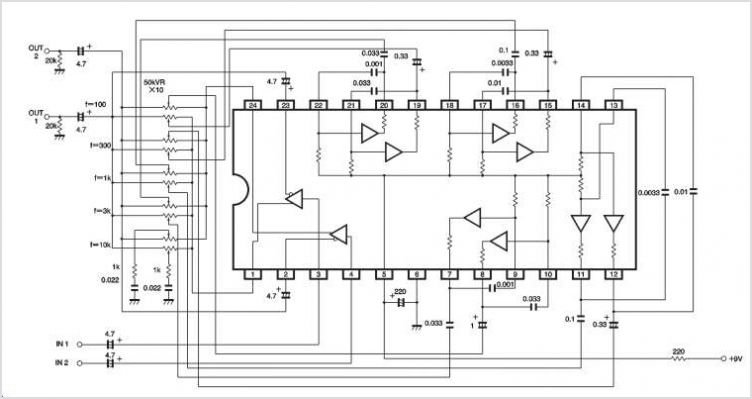 BA3822FS 5-channel Stereo Graphic Equalizer – Circuit Schematic