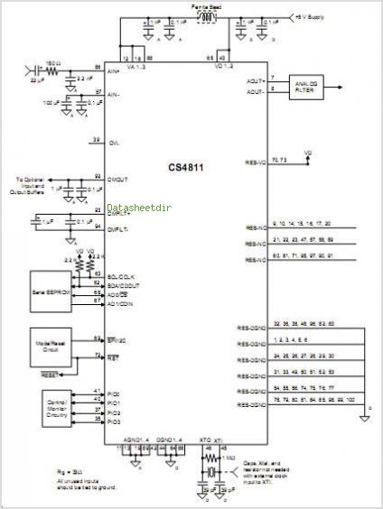 CS4811 Fixed Function Multi-effects Audio Processor – Circuit Schematic