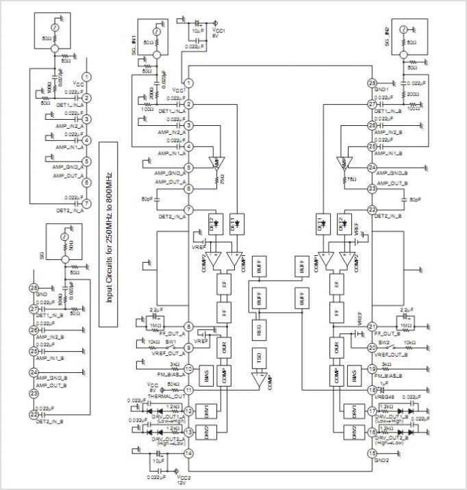 LA1070 On-Glass Antenna Amplifier AGC IC – Circuit Schematic