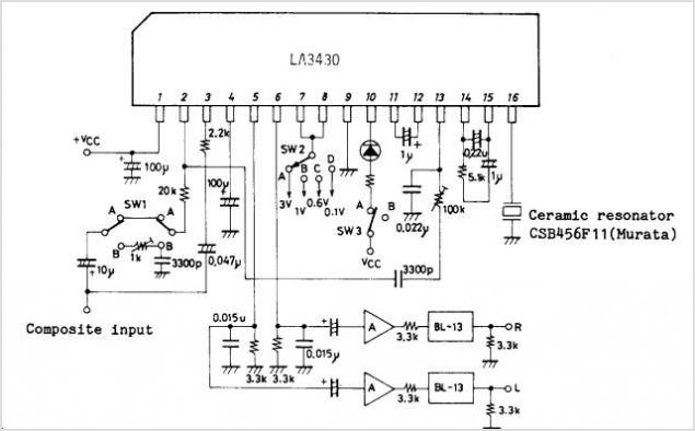 LA3430 VCO Non-adjusting Multi-PLL For FM Car Radios – Circuit Schematic